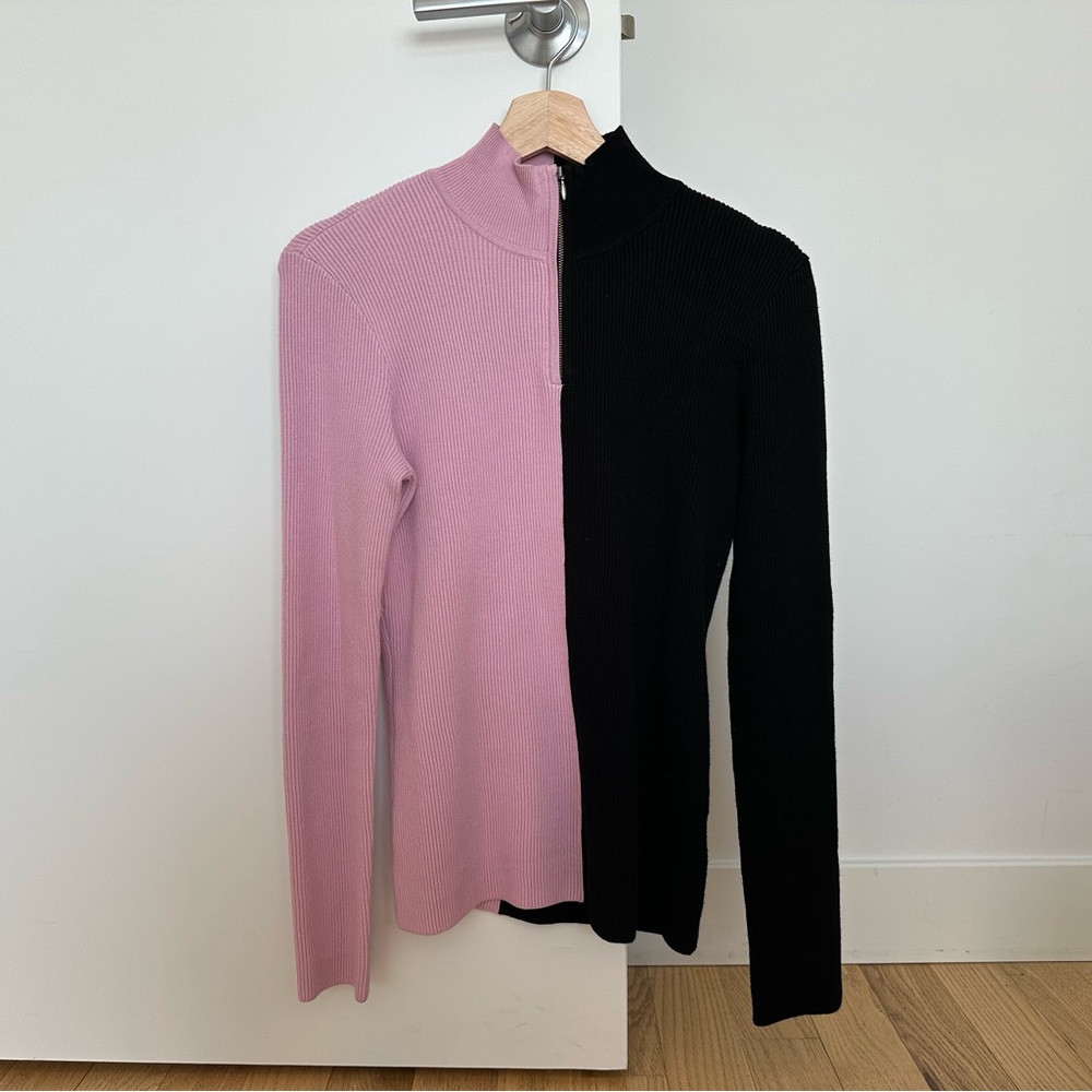 Pink and Black Half-Zip Sweater Stine Goya - Picture 2 of 4